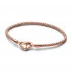 Bracelet Maille Cloutée Pandora Moments Doré à l'Or Rose 585/1000e