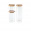 Set de 3 boîtes de conservation carrées verre/bambou - 800-1400-2200 ml