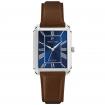 Montre Quartz Homme EMPIRE Argenté Cadran Bleu Bracelet Cuir Brun 20 MM
