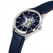 Montre Homme MONARCK France Argenté Cadran Bleu Bracelet Cuir Bleu 22 MM