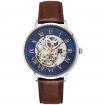 Montre Homme AUTOMATIC Cadran Bleu Bracelet Cuir Brun