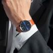 CITY – QUARTZ – BLEU & CUIR BRUN