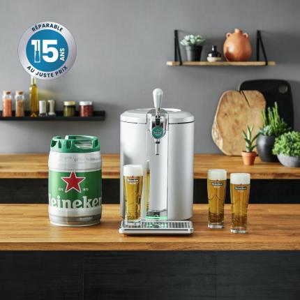 Beertender Compact Silver avec Plateau, Verres et Sous-Bocks