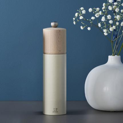 Boreal - Moulin à sel manuel en bois, blanc plume, 21cm - 8in