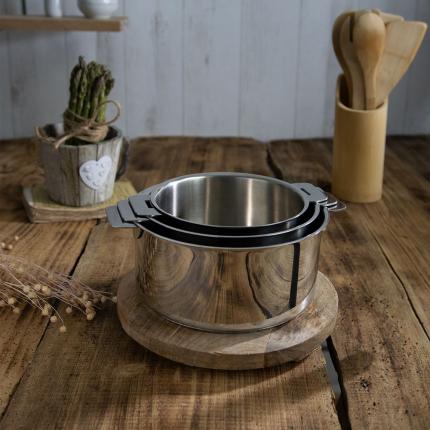 SET DE 3 CASSEROLES MUTINE AMOVIBLE  AVEC POIGNEE INOX ZENITH 2