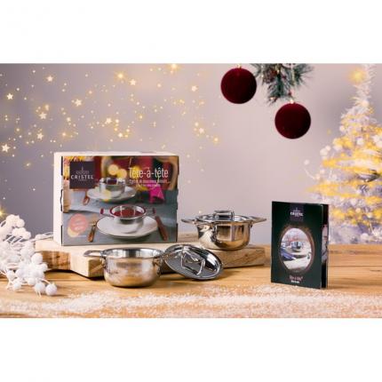 SET 'TETE A TETE' 2 MINI COCOTTES 10CM INOX