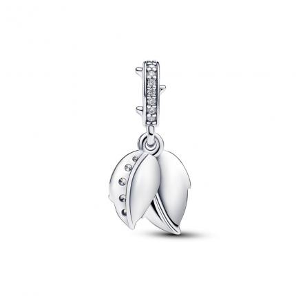 Charm Pendant Double Rose Blanche