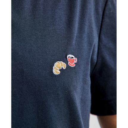 Tee-shirt Jersey de coton issu de l'agriculture biologique Brodé Café Croissant