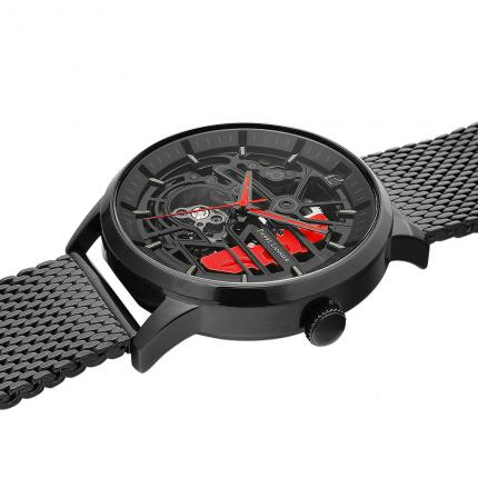 Montre Homme PADDOCK Cadran Noir Bracelet Acier milanais Noir