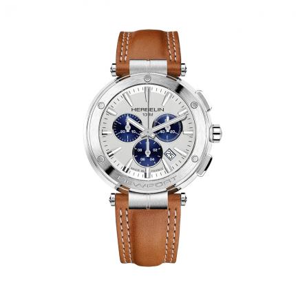 NEWPORT – CHRONOGRAPHE – ACIER & CUIR CAMEL