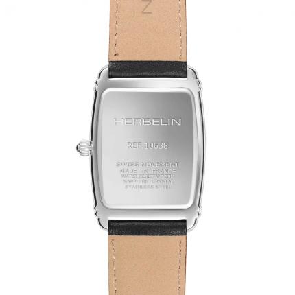ART DÉCO – QUARTZ – ACIER & CUIR NOIR
