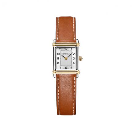 ART DÉCO – QUARTZ – BICOLORE & CUIR CAMEL