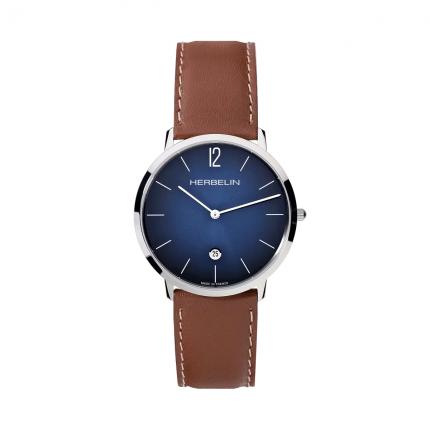 CITY – QUARTZ – BLEU & CUIR BRUN