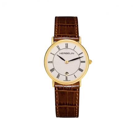 CLASSIQUE – QUARTZ – DORÉ & CUIR BRUN