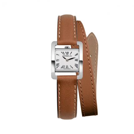 Ve AVENUE – BRACELET DOUBLE – ACIER & CUIR BRUN
