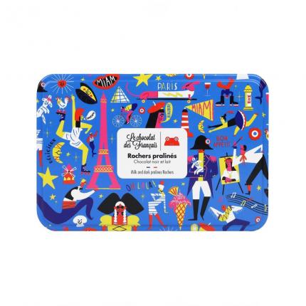COFFRET METAL DE 15 ROCHERS PRALINES LAIT ET NOIR