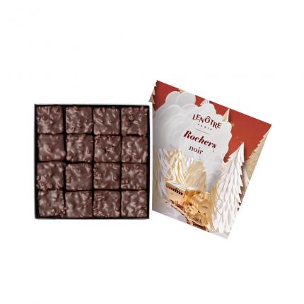 Coffret de 16 rochers pralinés signature chocolat noir