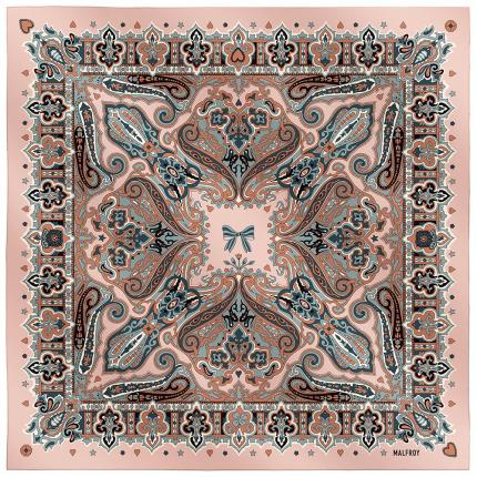 Carré 67 en twill de soie
imprimé Cachemire