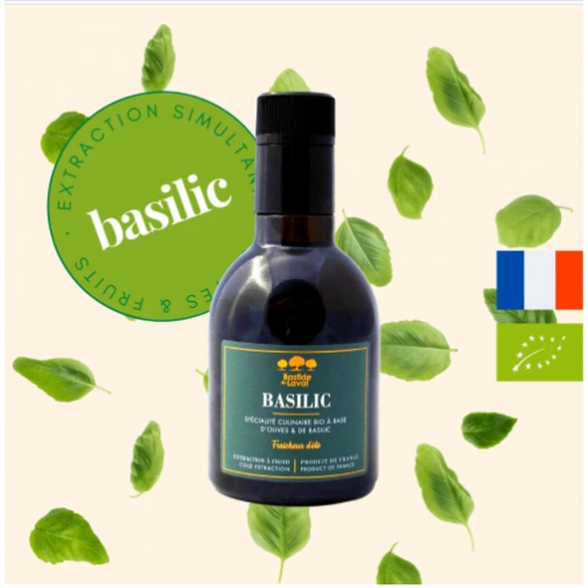 Huile d'olive au basilic BIO