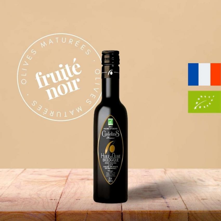 Huile d'olive vierge BIO "Noir d'Olive" AOP Vallée-des-Baux -