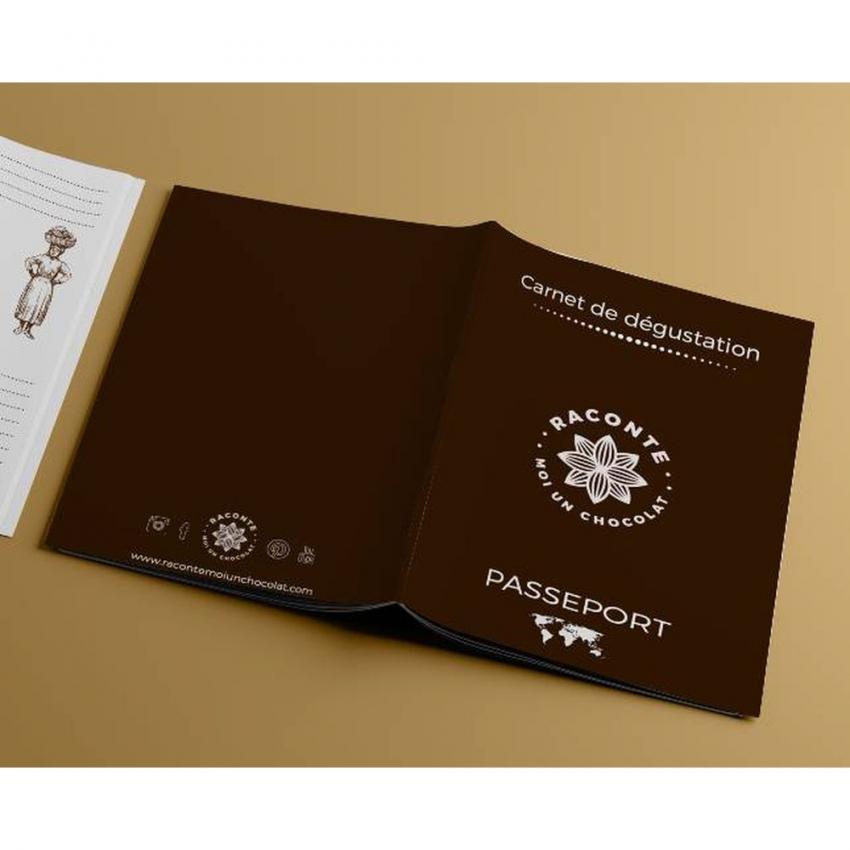 Coffret de carrés de chocolat et son passeport de dégustation