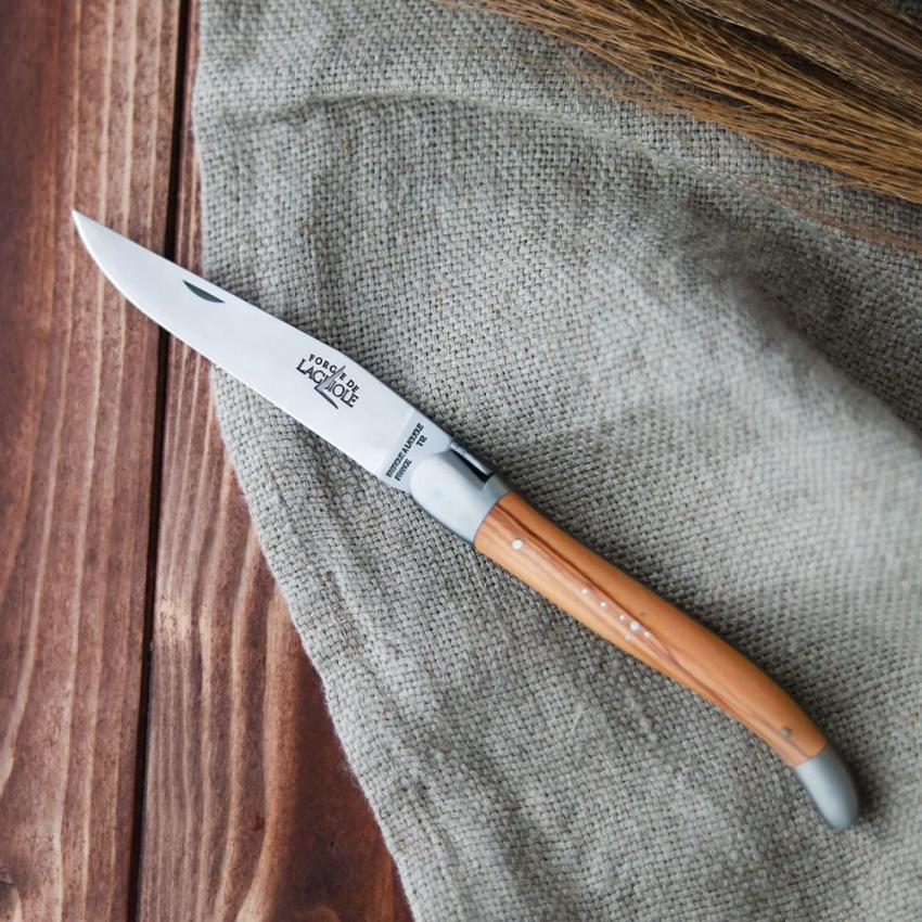 Couteau pliant 12cm en olivier avec mitres inox