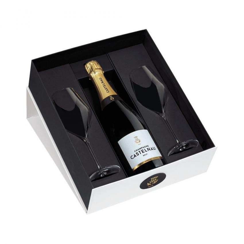 Coffret Castelnau 1 Bouteille + 2 verres