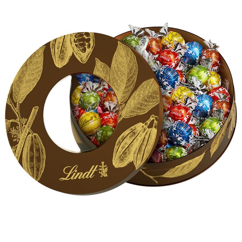 BOÎTE MÉTAL RONDE NOËL LINDOR ASSORTI - 500g