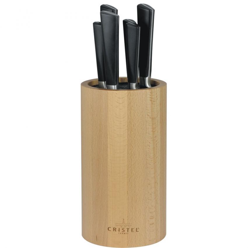BLOC COUTEAUX EN BOIS HETRE ROND