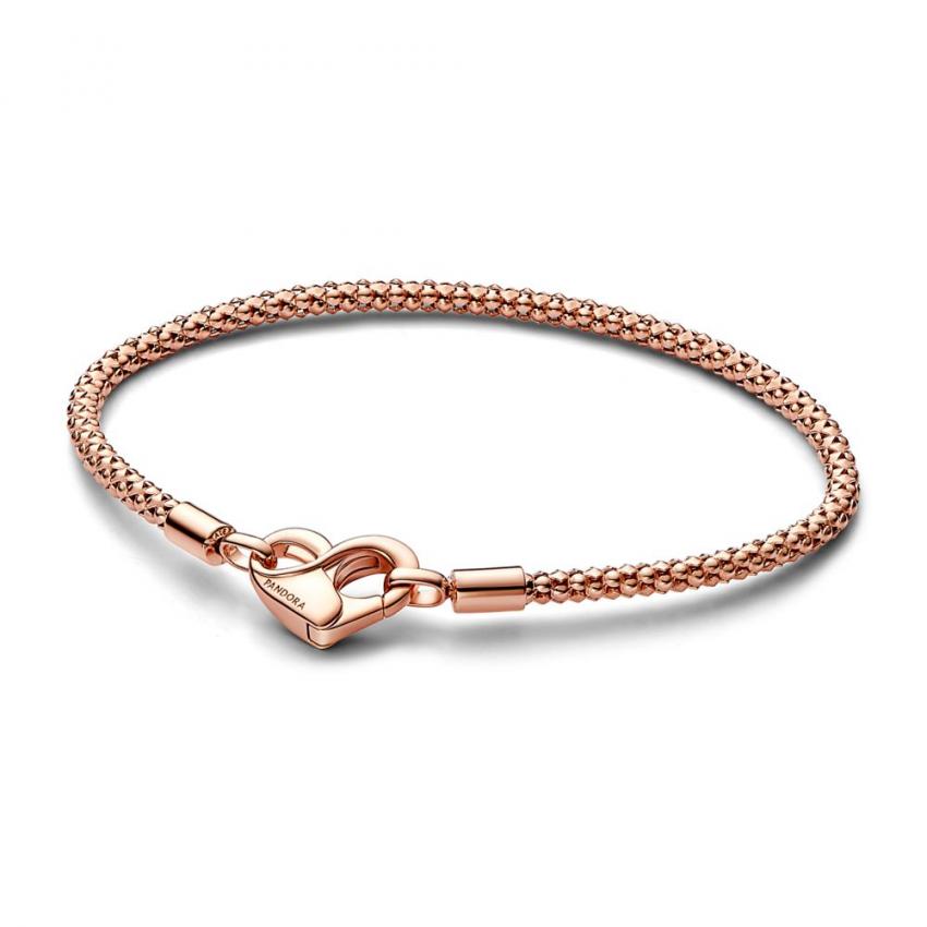 Bracelet Maille Cloutée Pandora Moments Doré à l'Or Rose 585/1000e