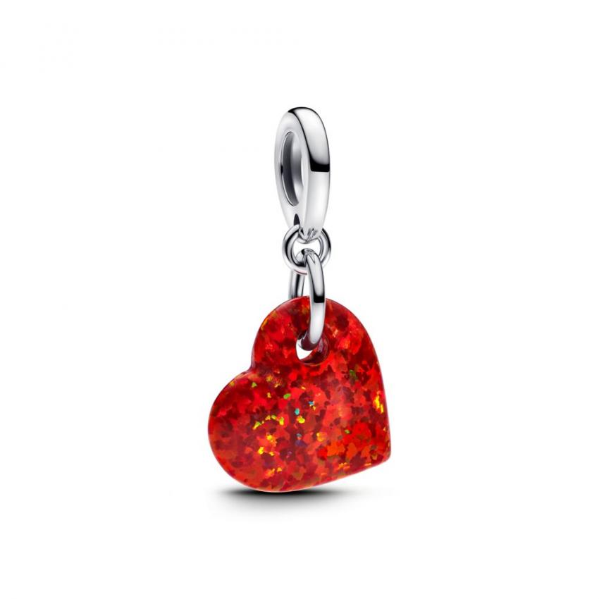 Charm Pendant Cœur Rouge Opalescent