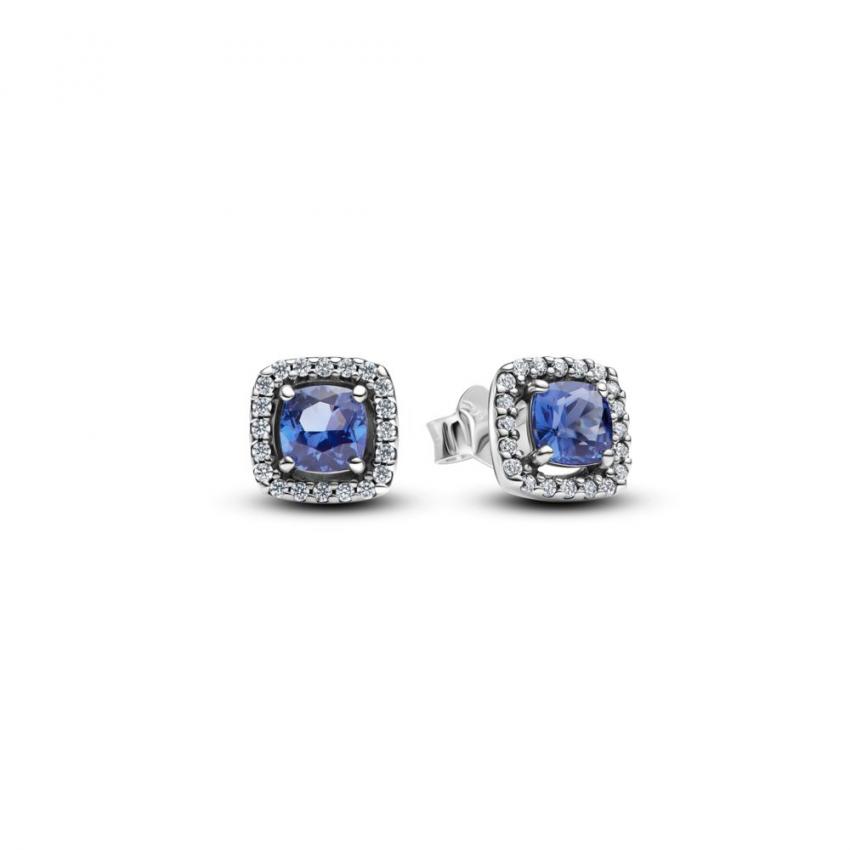 Clous d'Oreilles Halo Bleu Carré Scintillant