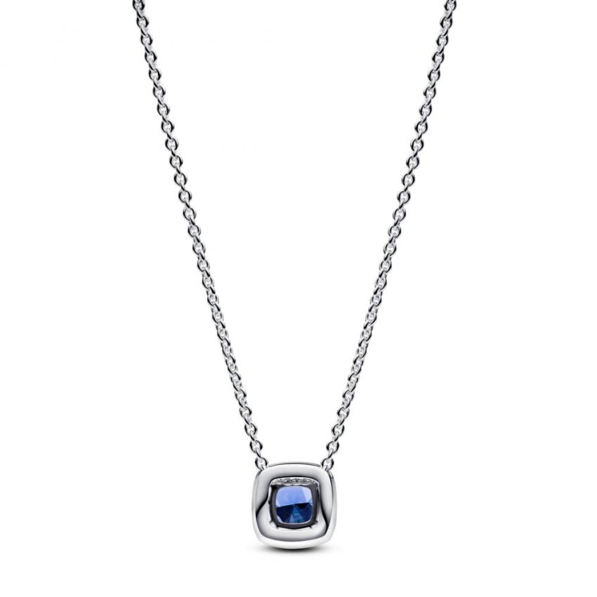 Collier à Pendentif Halo Bleu Carré Scintillant