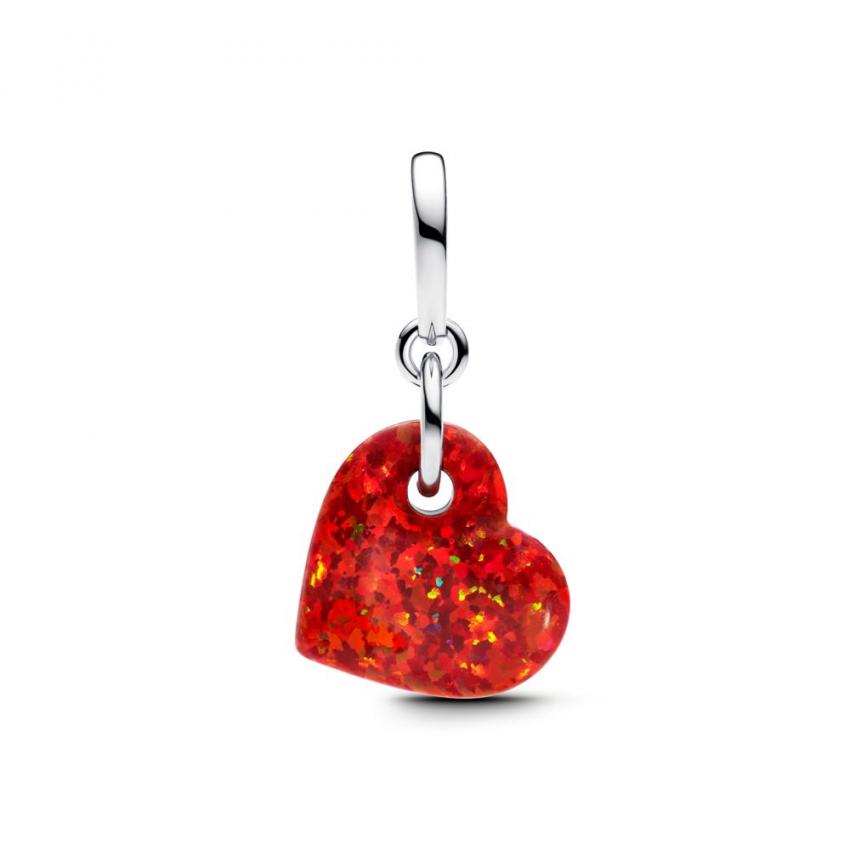 Charm Pendant Cœur Rouge Opalescent