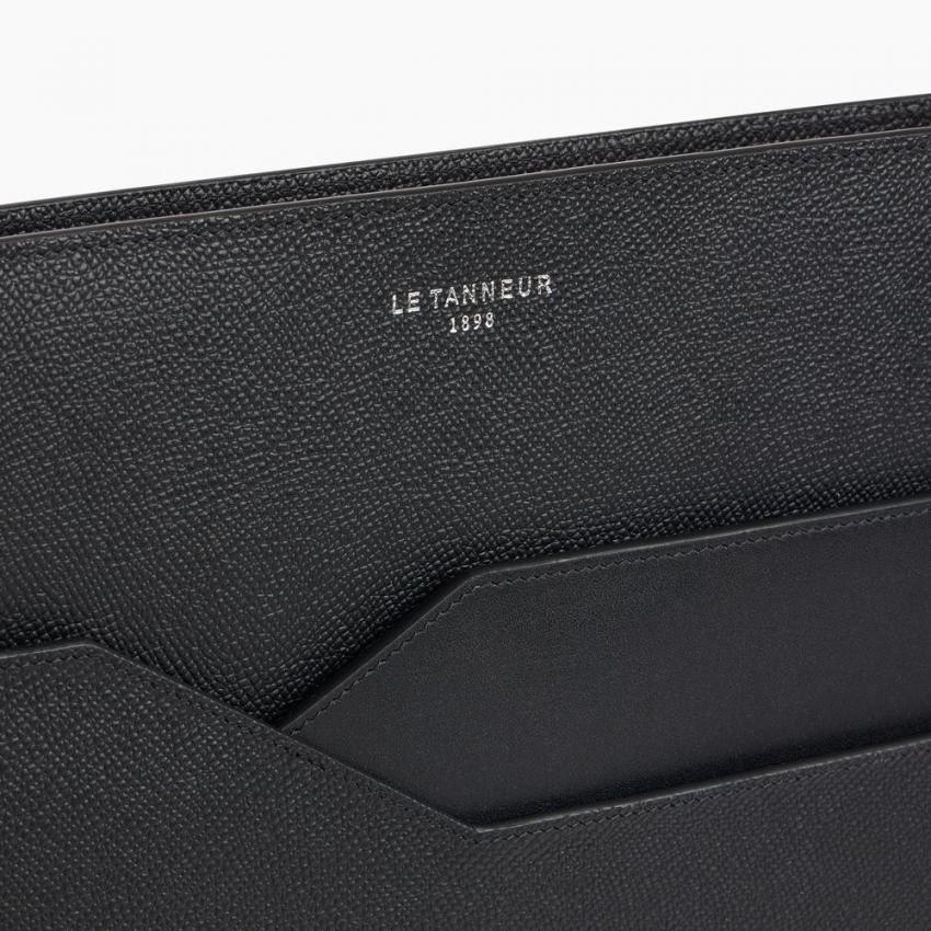 Pochette ordinateur en cuir grain croisé