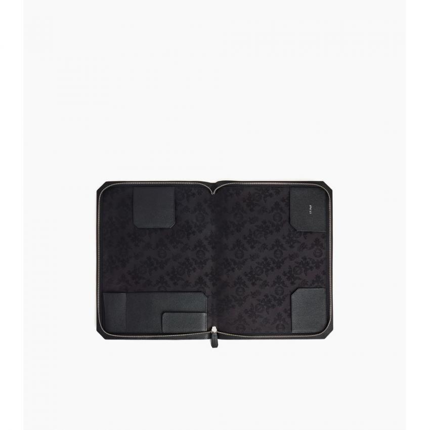 Pochette ordinateur en cuir grain croisé