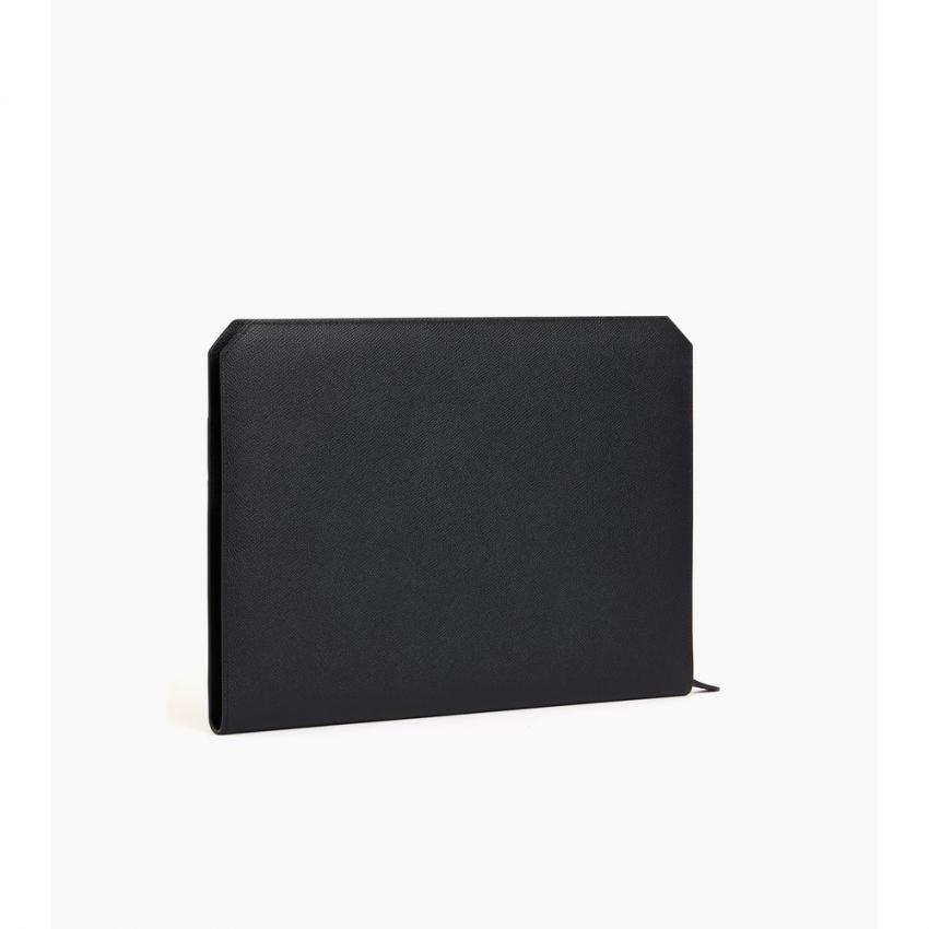 Pochette ordinateur en cuir grain croisé