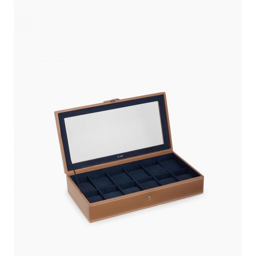 Coffret vitré 12 montres en cuir