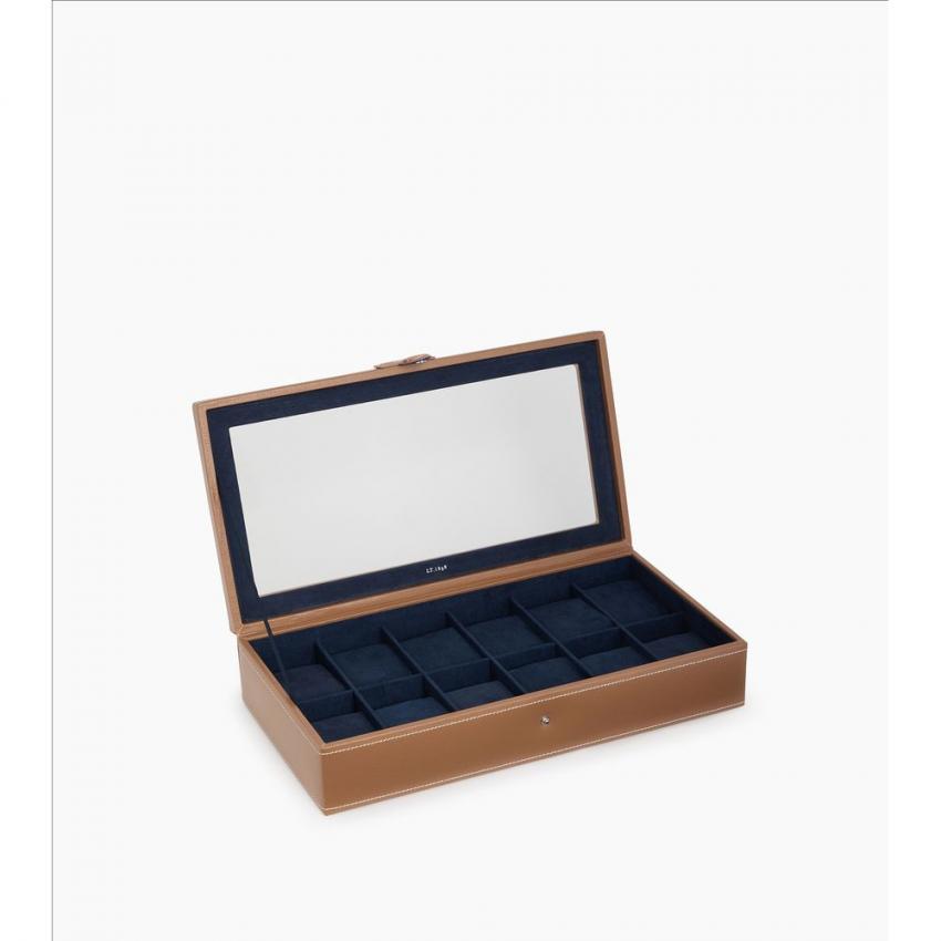 Coffret vitré 12 montres en cuir