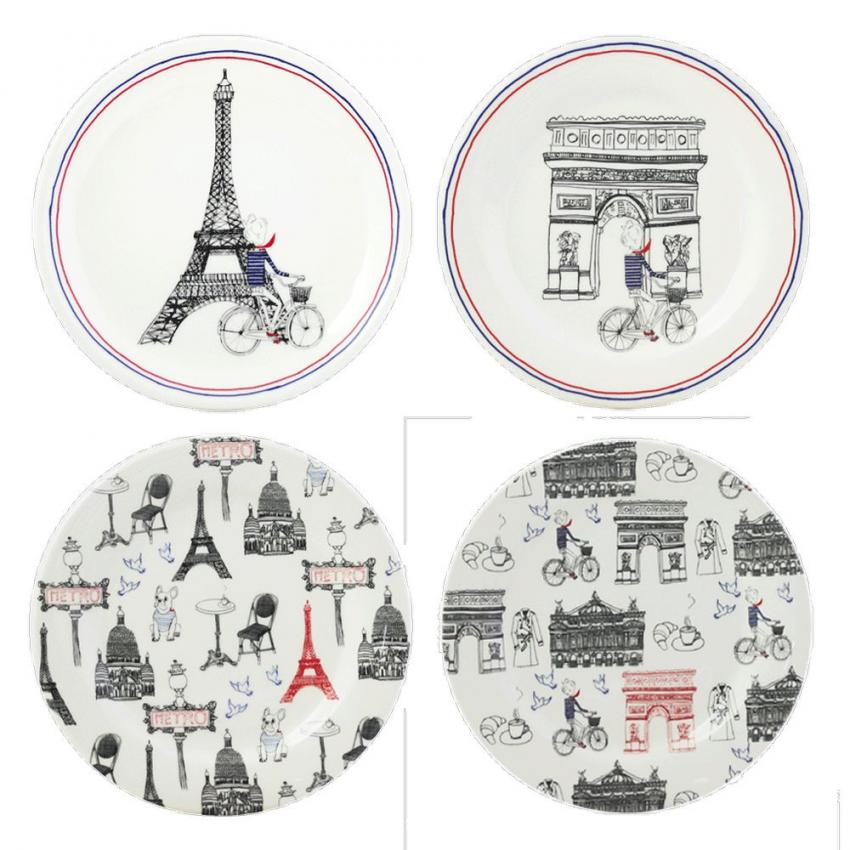 Coffret de 4 assiettes canapés assorties - Ca c'est Paris !