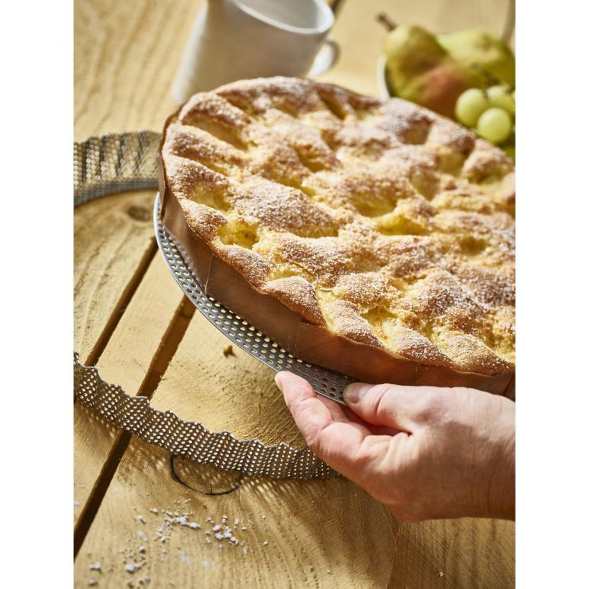 MOULE TARTE CANNELE INOX PERFORE FOND DEMONT. Ø24