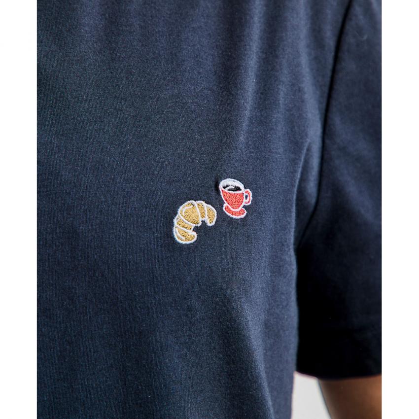 Tee-shirt Jersey de coton issu de l'agriculture biologique Brodé Café Croissant