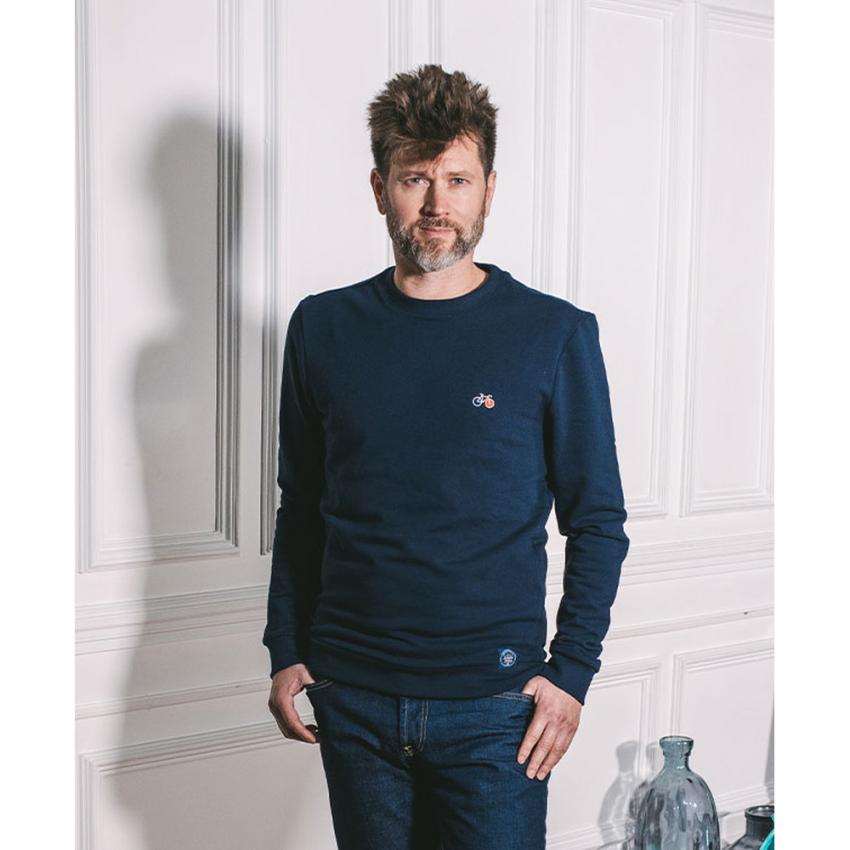 Sweat molleton gratté coton issu de l'agriculture biologique Brodé vélo