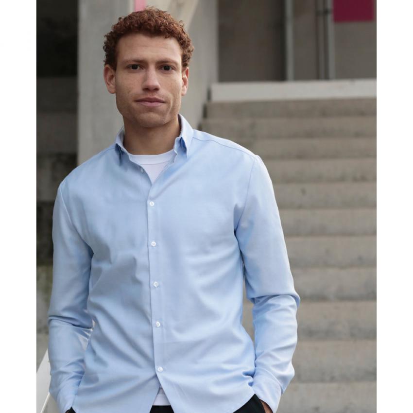 Chemise Oxford polyester recyclé coton issu de l'agrulture biologique