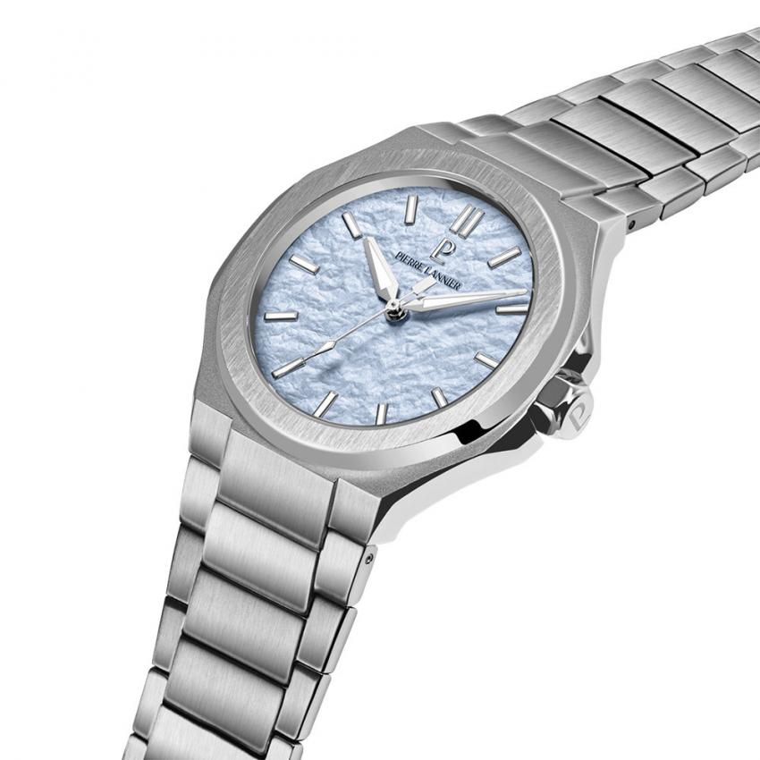 Montre Qua Homme GRAPHITE Argenté Cadran Bleu glacier Bracelet Acier Argenté 24 MM