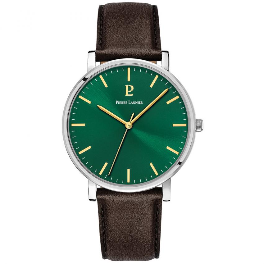 Montre Homme ESSENTIAL Cadran Vert Bracelet Cuir Brun