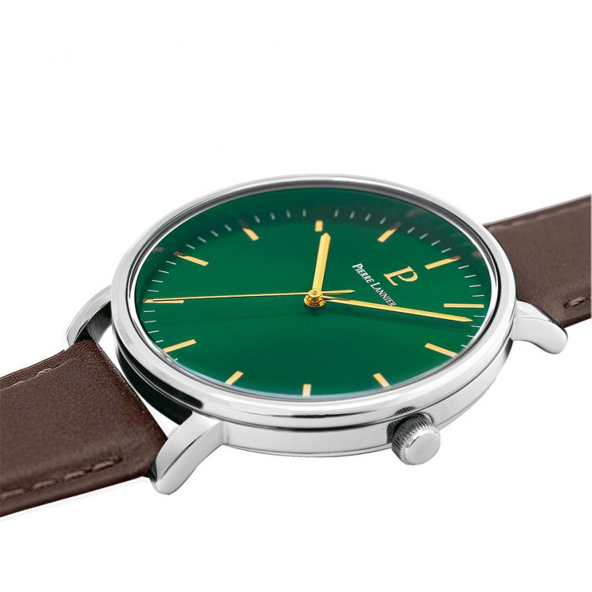 Montre Homme ESSENTIAL Cadran Vert Bracelet Cuir Brun