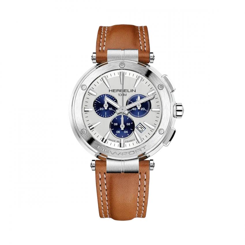 NEWPORT – CHRONOGRAPHE – ACIER & CUIR CAMEL