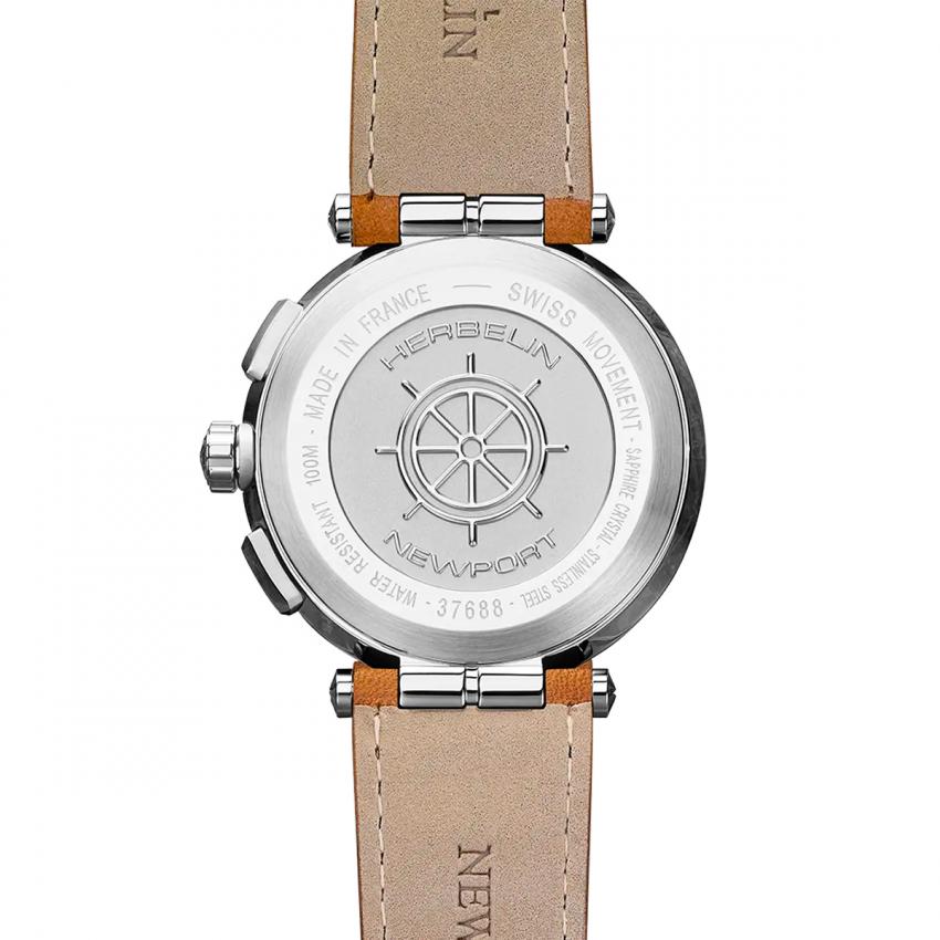 NEWPORT – CHRONOGRAPHE – ACIER & CUIR CAMEL