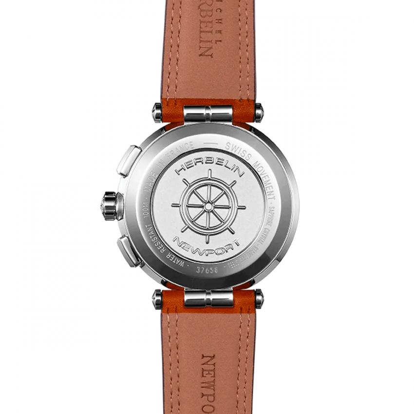 NEWPORT – CHRONOGRAPHE – BLEU & CUIR BRUN